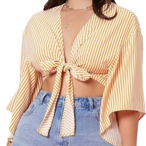 SHEIN | Striped V-Neck Crop Top